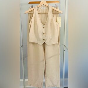 Paper Crane Light Tan Sleeveless Jumpsuit